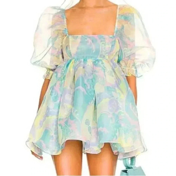 Free people X  Selkie the Puff Puffy Mini Babydoll Dress in Electric Lady M - Picture 6 of 6